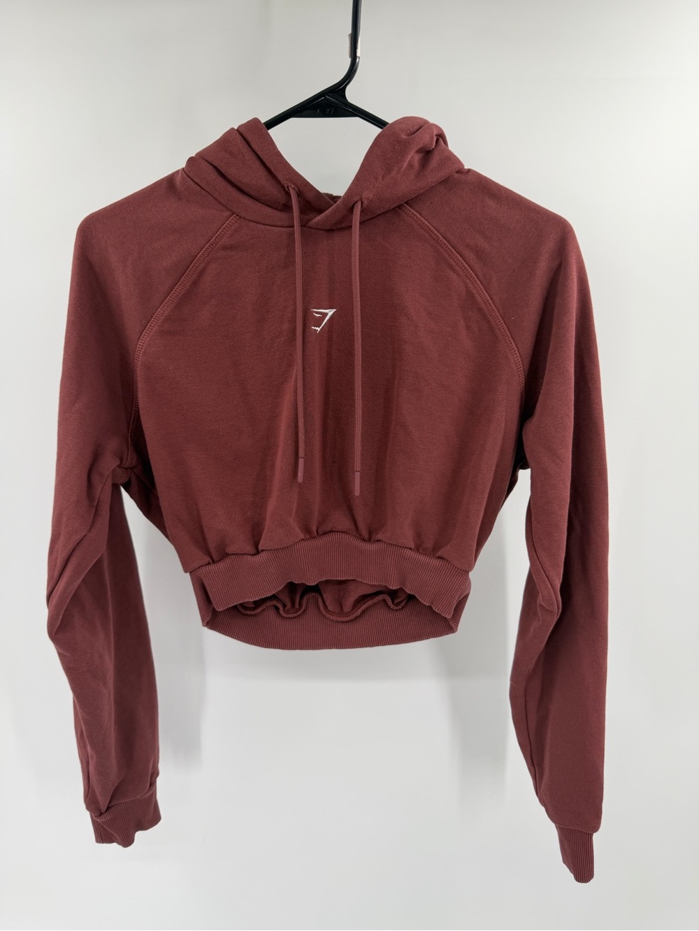 Gymshark Women's Cropped Training Hoodie Cherry Brown Size XS